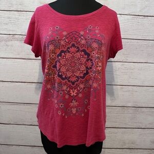 Mic & Jax Women’s Top with Mandala Design Size Medium, Casual Tops,Office Tops